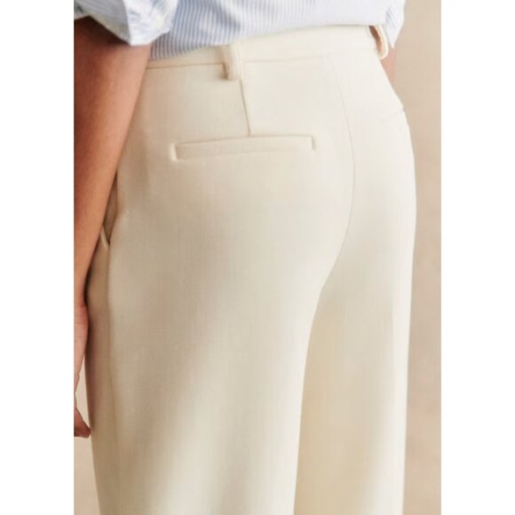 NWT Sezane Matheo Trouser in Ecru High Rise Wool Blend Pants 46 / 14 - Picture 3 of 9
